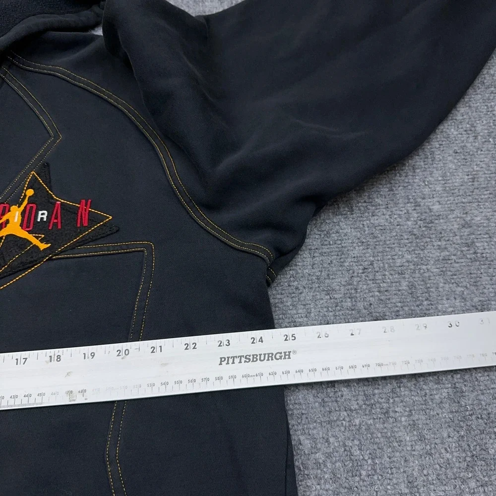 Vintage Nike Jordan Citrus 7 Hoodie Mens L Black Full Zip Embroidered Distressed